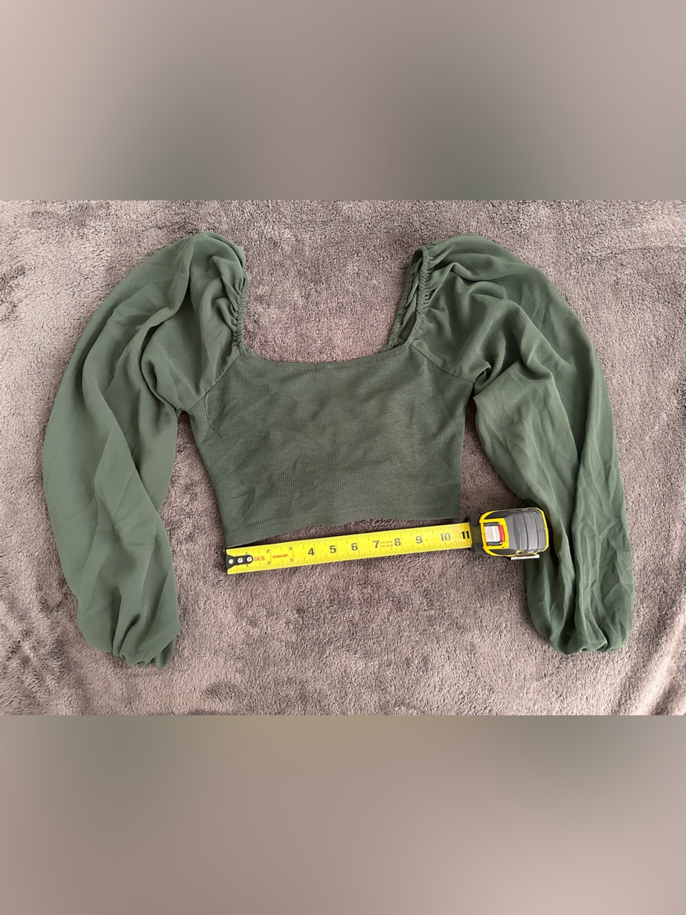 Dark Green Ribbed V-Neck Top - Picture 3 of 3